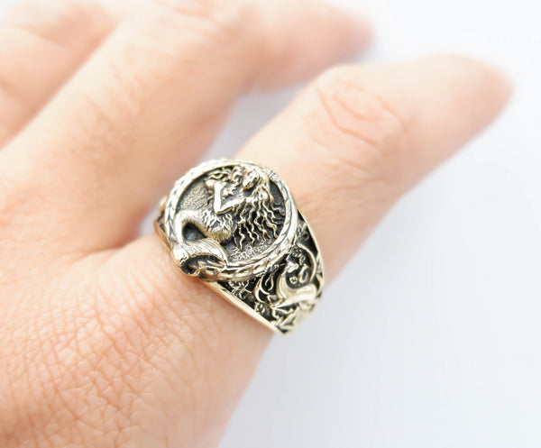 Mermaid Ring Birthday Gifts Brass Jewelry Size 6-15 Br-510