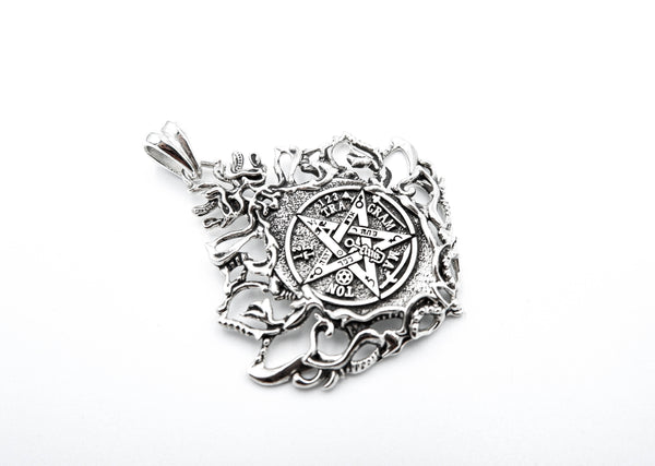 Tetragrammaton Pentagram Pendant Anniversary Jewelry Gift for Men Women 925 Sterling Silver