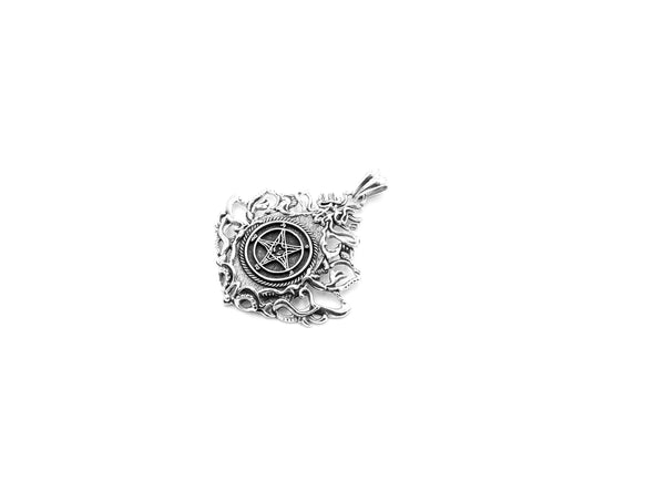 Pentagram Baphomet Satan Goat Demon Pendant 925 Sterling Silver