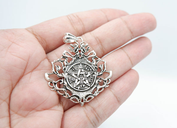 Tetragrammaton Pentagram Pendant Anniversary Jewelry Gift for Men Women 925 Sterling Silver