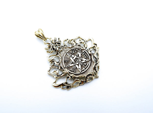 Tetragrammaton Pentagram Pendant Anniversary Jewelry Gift for Women Teen Girls Mothers Day Gifts Brass Jewelry