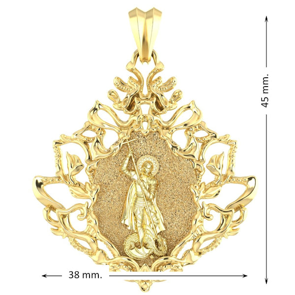 Saint George Mens Pendant Demon Protection With Dragon Brass Jewelry