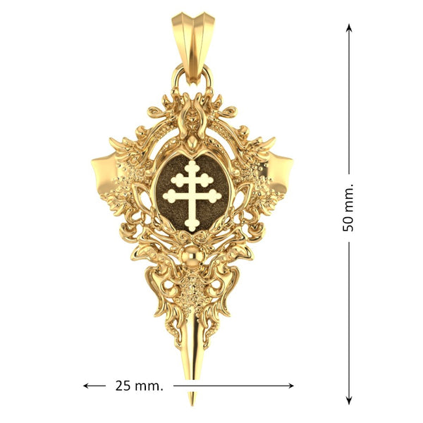 Cross Of Lorraine Magnum Pendant Knights Templar Crusader Brass Jewelry