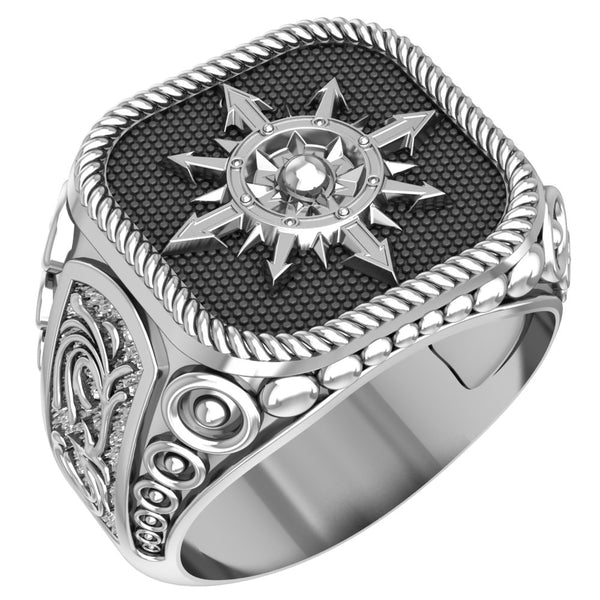 Anello Uomo In Argento Sterling 925 - Design Biker Con Pietra Onice Anello Uomo In Argento Sterling 925 - Design Biker Con Pietra Onice