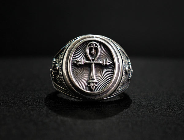 Ankh Ring, Egyptian Ankh Ring, Ankh Key of Life silver Ring Egyptian Jewelry 925 Sterling Silver Size 6-15