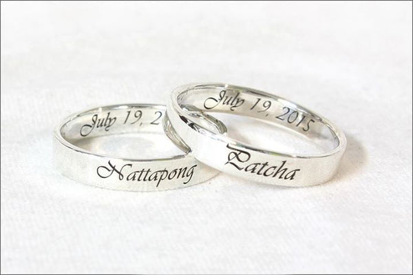 Promise Ring -  Engraved Ring - Custom Stamped Ring - Name Ring - 925 Sterling Silver 4 mm (RB-1)