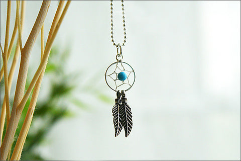 Dream feather Pendant - 925 Sterling Silver - Silver Pendant - Rocker Gothic Woman Jewelry (P-053)