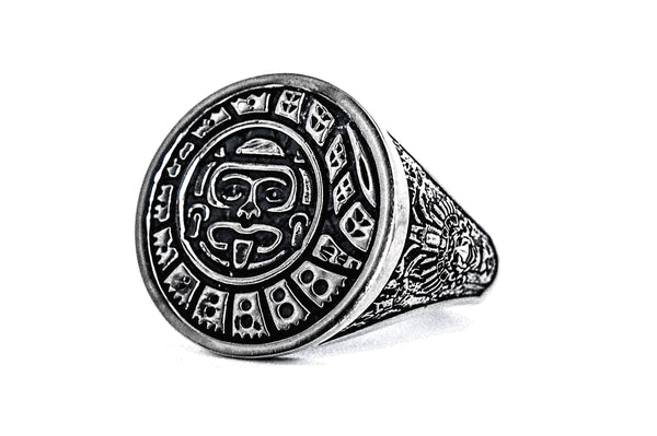 attent middag Pilfer Mens Mayan Calendar Ring Aztec Mayan Ring 925 Sterling silver Size 8-1 –  JewelryGhouse