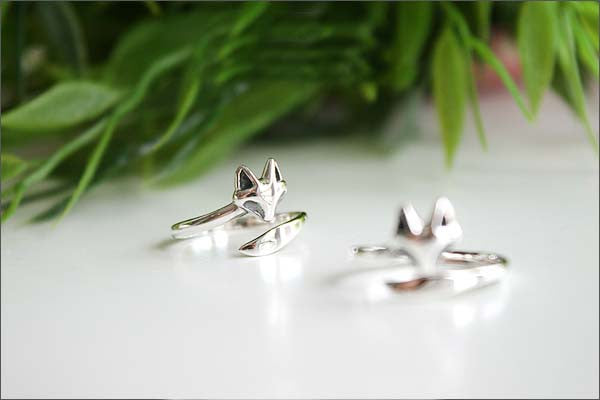 Silver ring - tail adjustable fox ring,ring,animal ring,cute ring,unique, bridesmaid gift, adjustable ring, 925 Sterling Silver (SR-086)