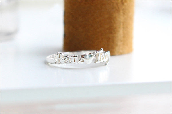 Name ring - silver name ring - name jewelry - Personalized name Ring  (R3D)