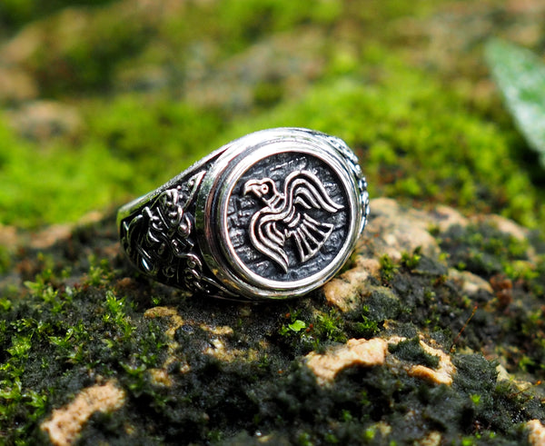 Viking Raven Ring, Raven Viking Ring, Norse Jewelry 925 Sterling Silver Size 6-15