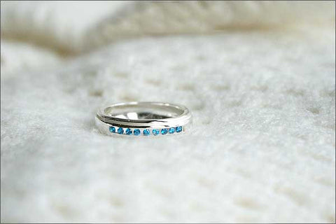 Blue Topaz  - 925 Sterling Silver Band - For Casual Wedding or Engagement - Engravable and Customized Options Available -  Silver ring (R92)
