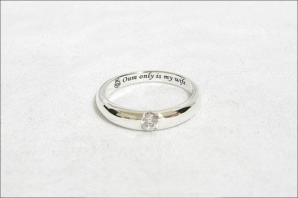 925 Sterling Silver with Swarovski Crystal Ring, Personalized Engraved Inside Ring of the ring for wedding band (R-91)