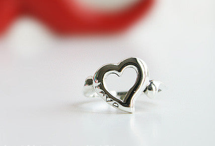 925 Sterling Silver Heart  Ring Love ring Gift Idea  Rocker Gothic Woman Jewelry (SR-011)