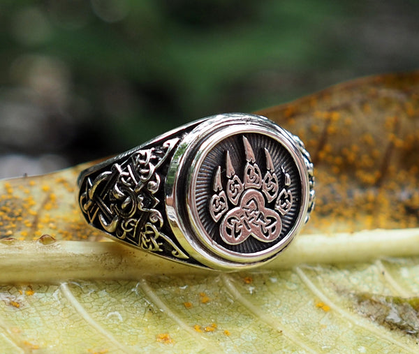 Bear Paw ring, Bear Paw Slavic Ring, Viking Ring 925 Sterling Silver Sz. 6-15