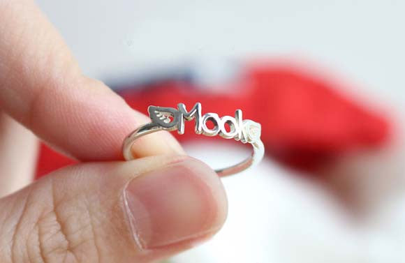 Name ring- Personalized name ring – sterling silver 925 – special unique gift Valentine gift letter ring alphabet ring (R3D)