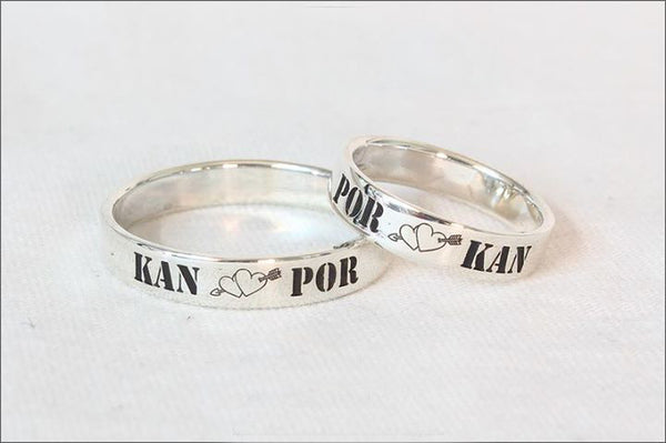 Couple Name Ring Sterling Silver