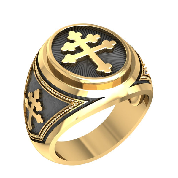 Mens Cross of Lorraine Ring Knights Templar Crusader Brass Jewelry Size 6 15