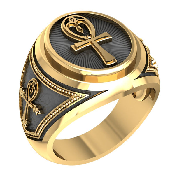 thumbnail image 2 of Stainless Steel Ankh Cross Ring - Ancient Egyptian Symbol - Men's Women's Band Size 6-10 2 of 4