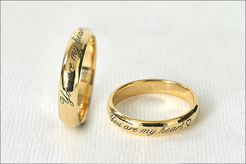 Personalized Ring - Ring 4 mm wide - 925 Sterling Silver with 24k Gold Plate 3-5 micron Stamped Ring, Promise Ring, Engraved ring (RG-03)