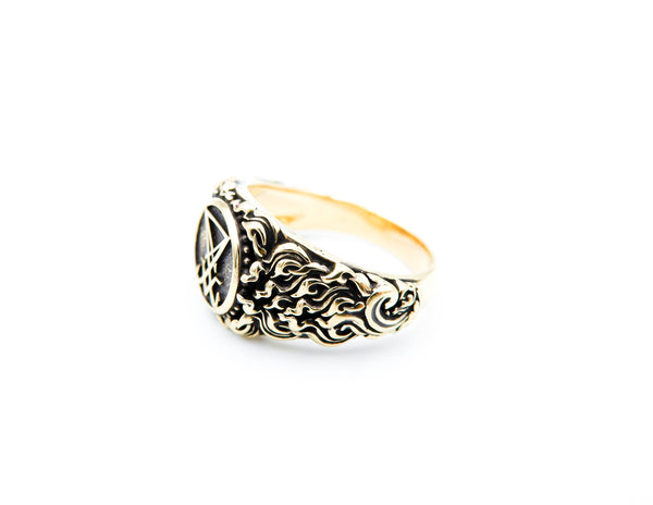 Sigil of Lucifer Band Ring Satanic Seal of Satan Brass Jewelry Size 6-15 Br-501