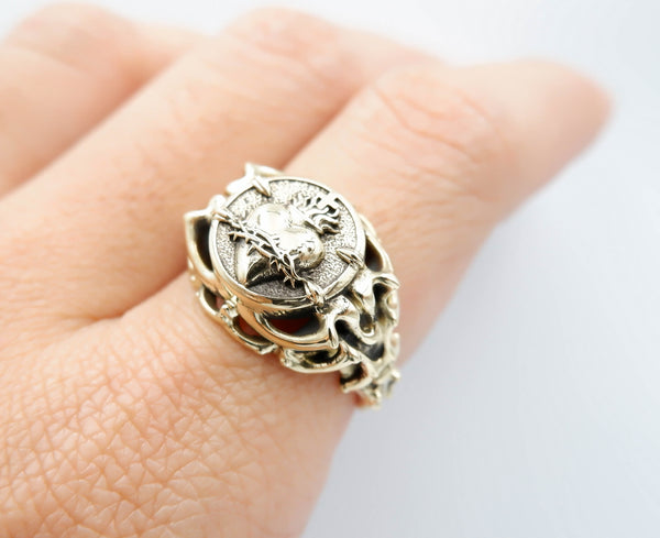 Sacred Heart Ring Women Brass Jewelry Size 6-15 Br-448