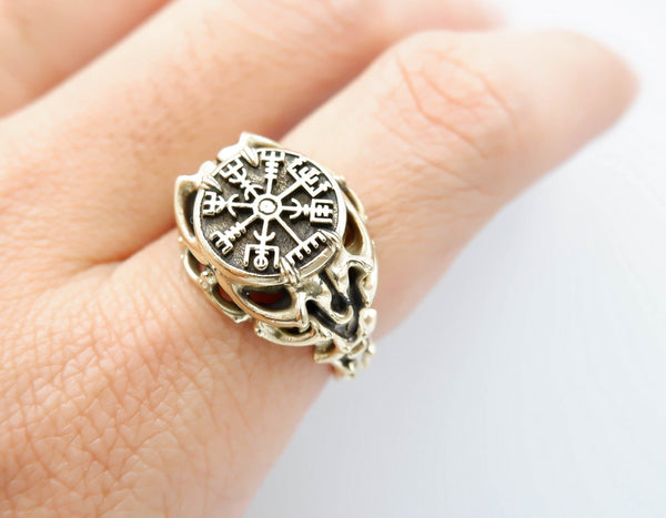 Viking Vegvísir Ring Women Brass Jewelry Size 6-15 Br-442