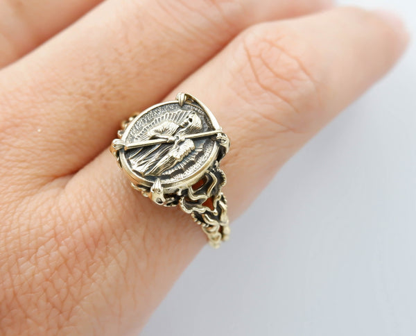 Santa Muerte Ring Women Our Lady of the Holy Death Brass Jewelry Size 5-15 Br-439