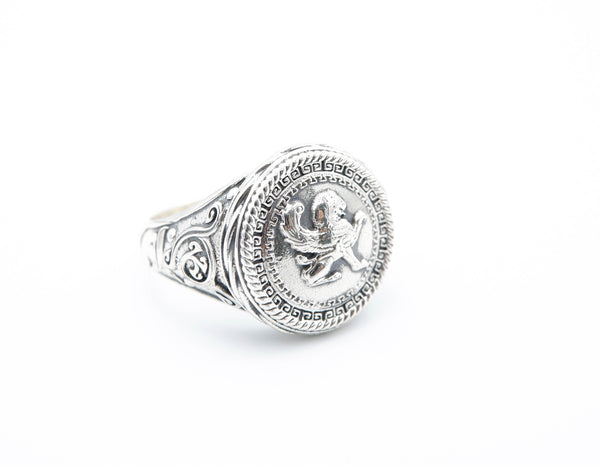 Mens Wing Lion Animal Ring Gothic Biker Winged Lion Jewelry 925 Sterling Silver Size 6-15
