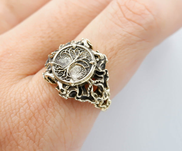 Viking Tree of Life Ring Women Norse Scandinavian Brass Jewelry Size 5-15 Br-444