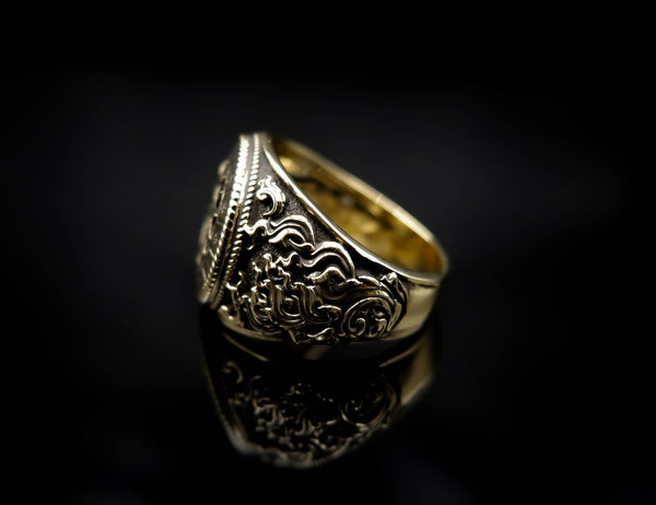 Valkyrie Ring with Slavic Pagan for Men Women Norse Nordic Viking Brass Jewelry Size 6-15 Br-374