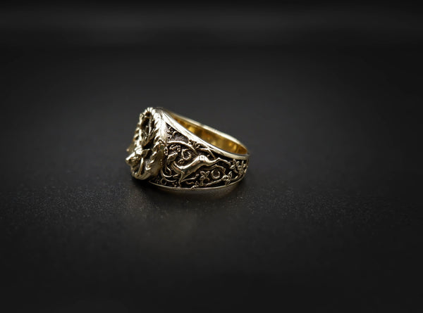 Deer with Cross Ring Christian St. Hubert Medal for Men Women Brass Jewelry Size 6-15 Br-359