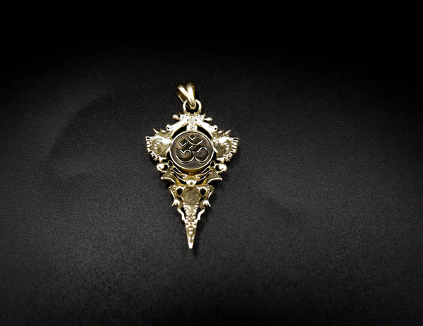 Yoga Aum Ohm Om Pendant Protective Amulet Brass Jewelry BR-465