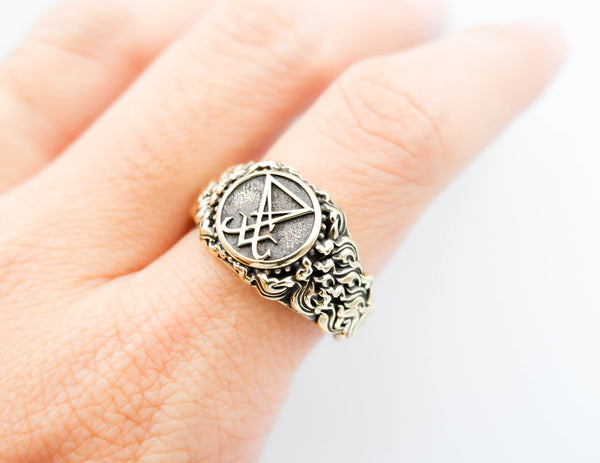 Sigil of Lucifer Band Ring Satanic Seal of Satan Brass Jewelry Size 6-15 Br-501