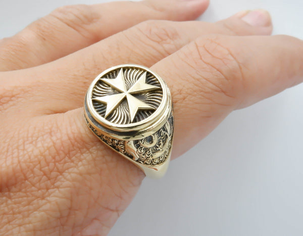 Maltese Cross Ring for Men Women Knight Templar Brass Jewelry Size 6-15 Br-371