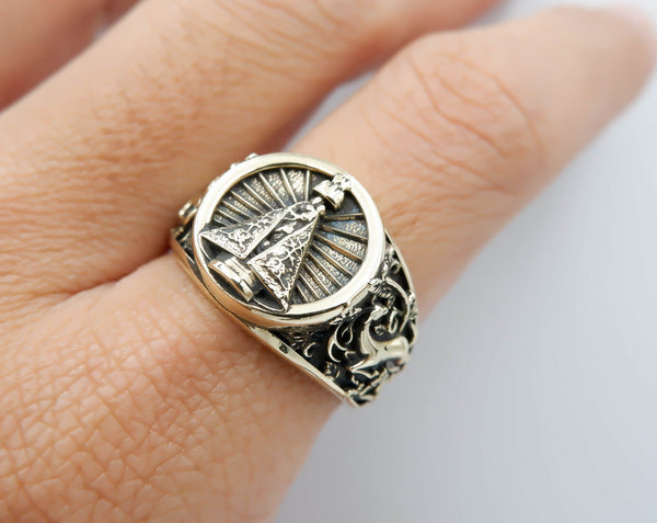 Our Lady Of Guadalupe Virgin Mary Ring for Men Women Christian Brass Jewelry Size 6-15 Br-368