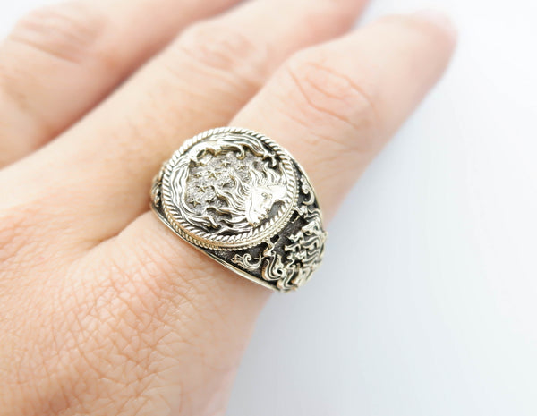 Sun and Moon Ring Love Day and Night Sky for Men Women Brass Jewelry Size 6-15 Br-355