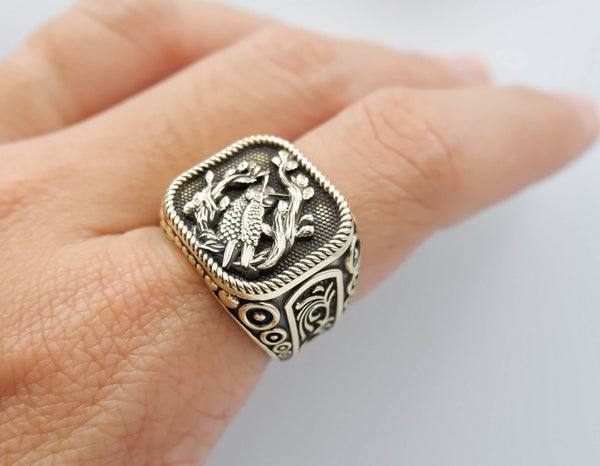 Owl Ring for Men Brass Jewelry Size 6-15 Br-420