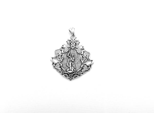 Saint George Mens Pendant Demon Protection With Dragon 925 Sterling Silver