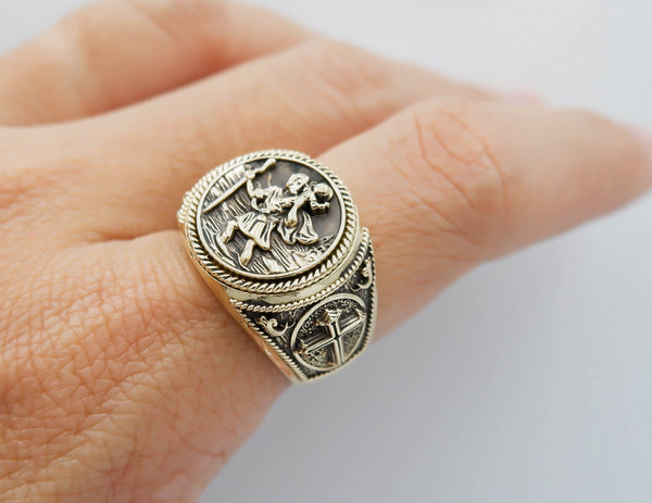 St. Christopher Ring Brass Jewelry Size 6-15 Br-418