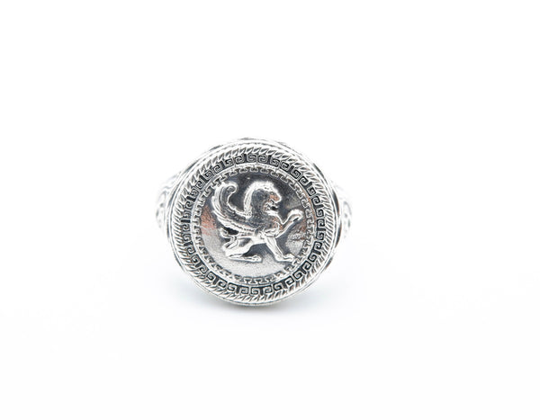 Mens Wing Lion Animal Ring Gothic Biker Winged Lion Jewelry 925 Sterling Silver Size 6-15