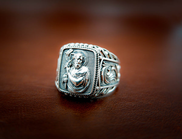 Catholic Signet St Saint John the Baptist Ring Mens Amulet Jewelry 925 Sterling Silver Size 6-15