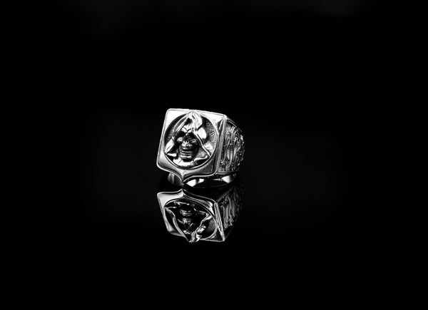 Hooded Skull Ring Gothic Men Death Santa Muerte for Men Women Jewelry 925 Sterling Silver