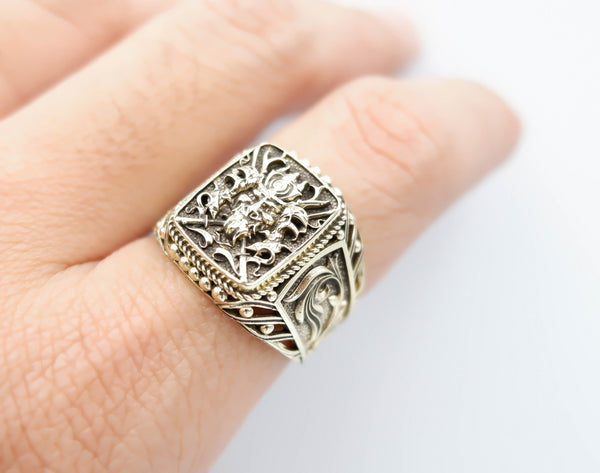 Japanese Samurai Warrior Ring Oni Gothic Brass Jewelry Br-527