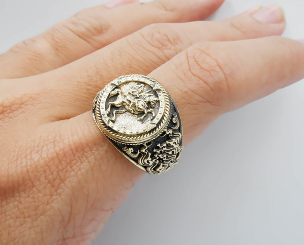Knight on a Horse Ring for Men Women Knights Templar Gothic Brass Jewelry Size 6-15 Br-361