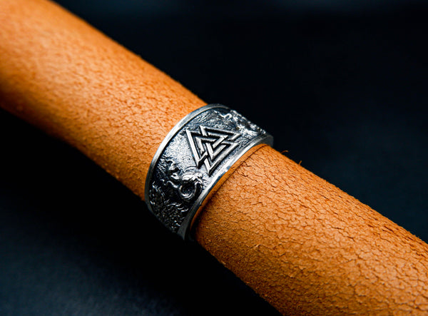 Valknut Ring Norse Scandinavian Viking Jewelry 925 Sterling Silver Size 6-15