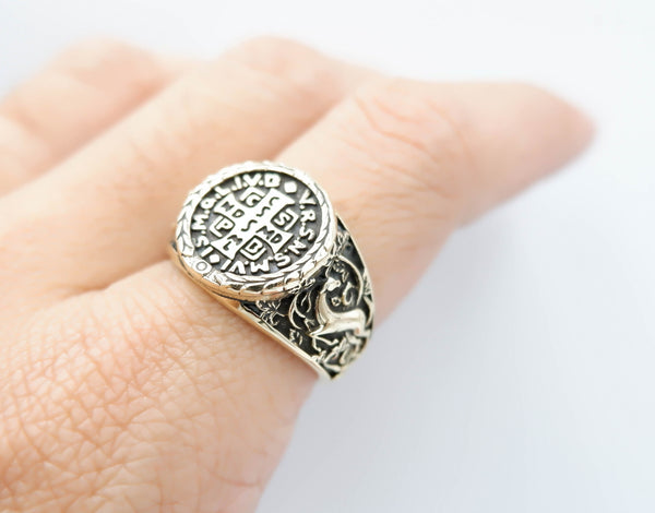 Saint Benedict Ring Christian Brass Jewelry Size 6-15 Br-512