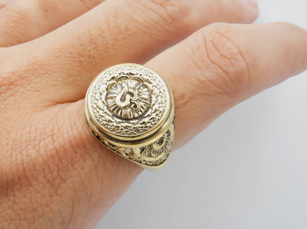 Sahasrara Chakra Ring for Men Women Mandala Yoga Om Brass Jewelry Size 6-15 Br-379