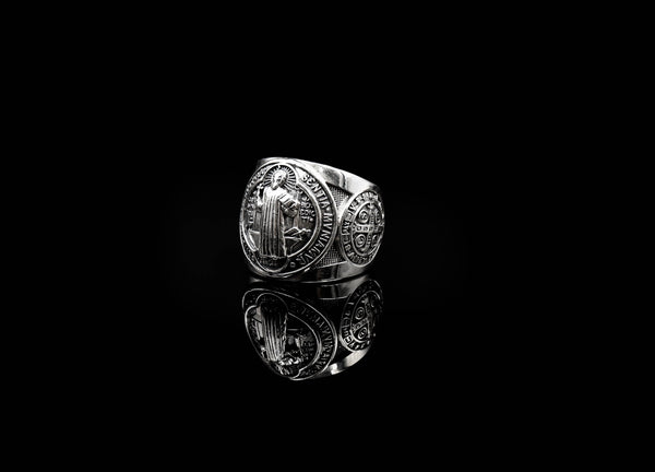 Saint Benedict Ring Exorcism Christian Jewelry 925 Sterling Silver