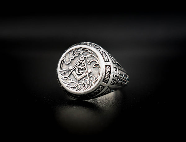 Master Mason Rings Freemason Symbol Masonic Men's Women Jewelry 925 Sterling Silver Size 6-15